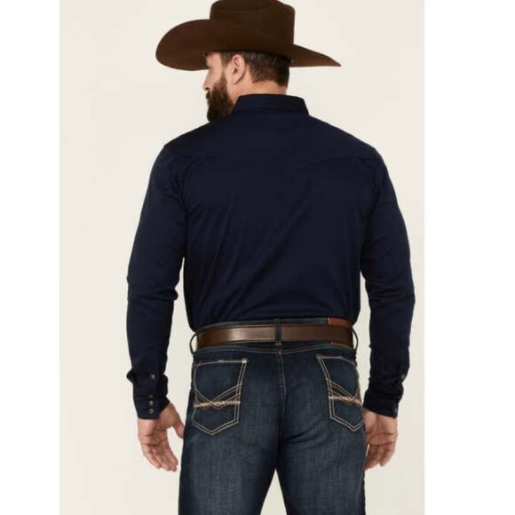BLUE Ranchwear Men's Heavy Twill Long Sleeve‎ Snap Western Rodeo Shirt M - Picture 1 of 12